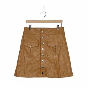 INC Vegan Faux Leather Mini Skirt Size 6 Tan Brown NEW Y2K Style Neutral